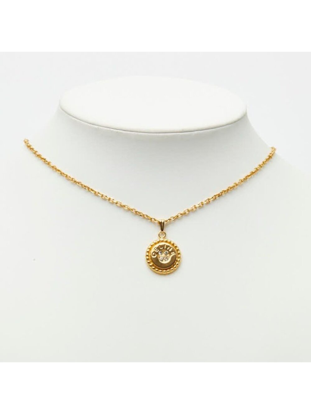 ★SOLD★ Celine Logo Chain Pendant Round Gold Rhinestone Plated - Picture 6 of 6